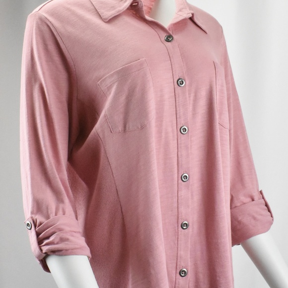 Style & Co. Tops Light Pink Button Up Shirt Ribbed Side Poshmark